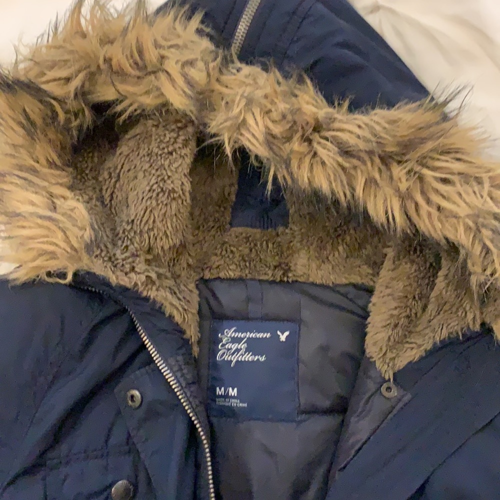 American Eagle Outfitters Winter Coat, color Navy with fuzzy hood